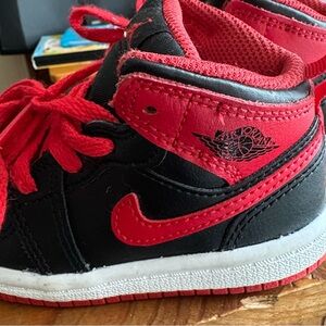Jordan Kids' Red and Black High-Top Sneakers